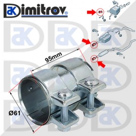 Двойна скоба ауспух Ø 61 x 95 mm Audi Seat Skoda Volkswagen